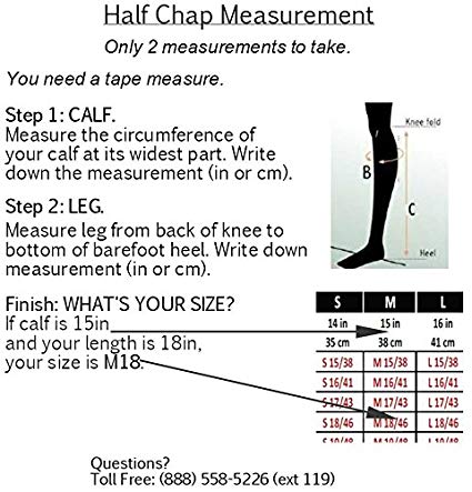 Pro Chaps Size Chart